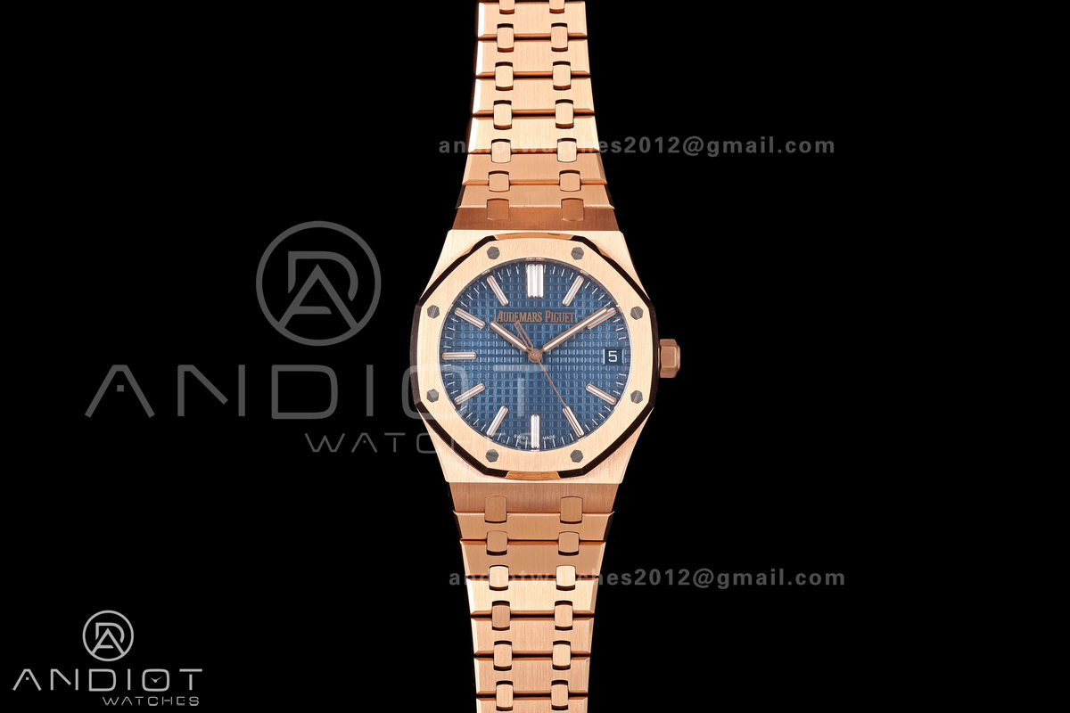 Royal Oak 41mm 15510 RG JF 1:1 Best Edition Blue Dial on RG Bracelet SA4302 Super Clone